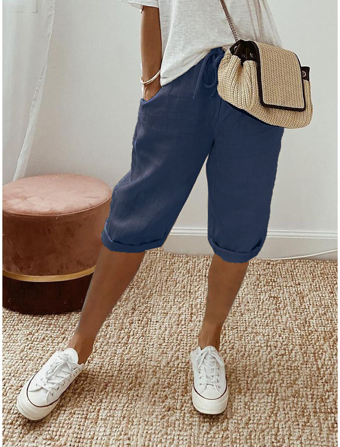 Julia- Pantalones capri de lino