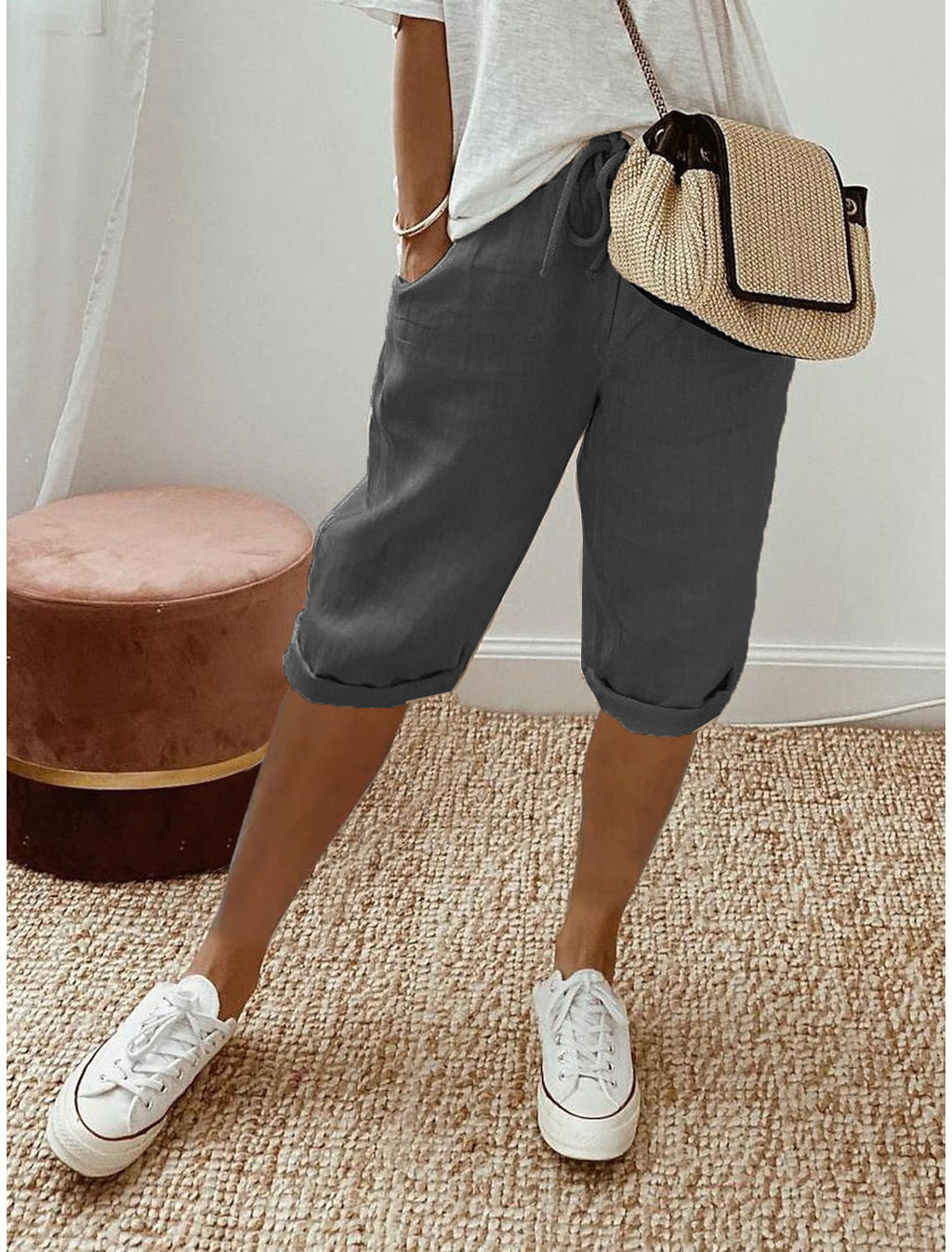 Julia- Pantalones capri de lino
