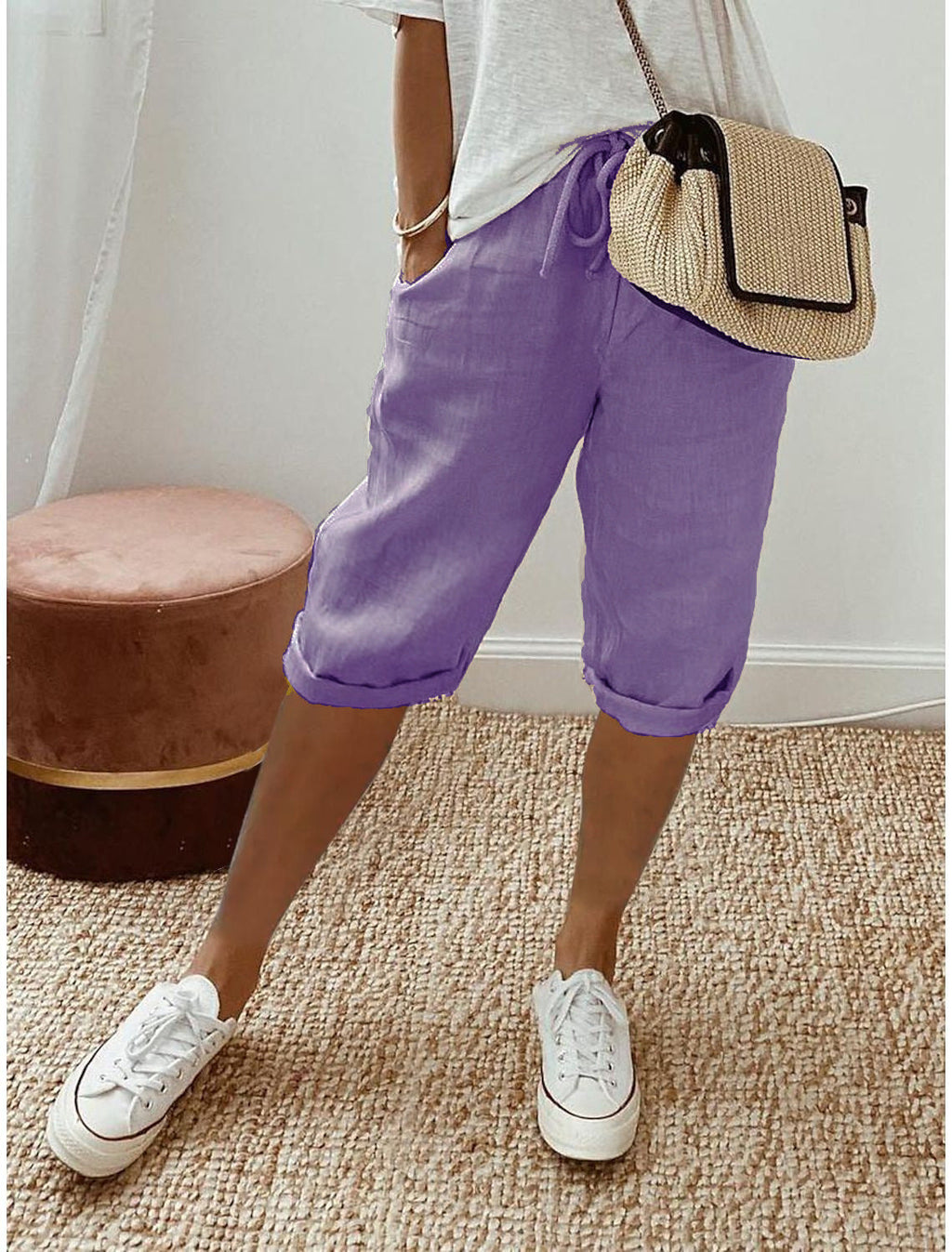Julia- Pantalones capri de lino