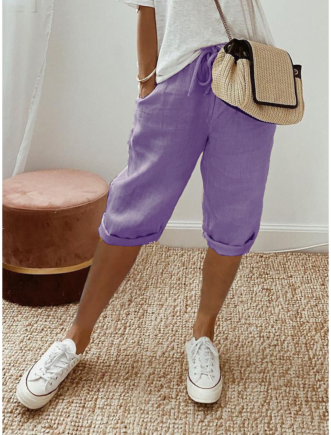 Julia- Pantalones capri de lino