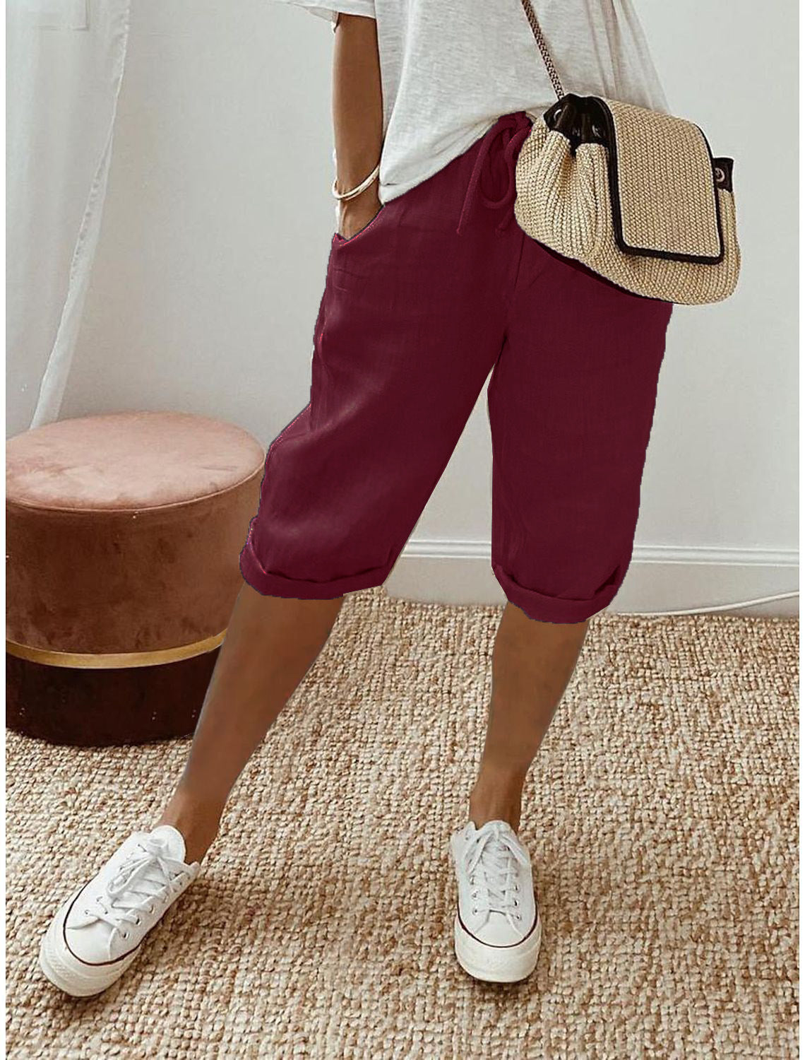 Julia- Pantalones capri de lino