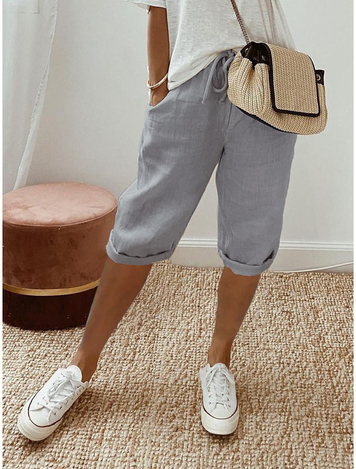 Julia- Pantalones capri de lino