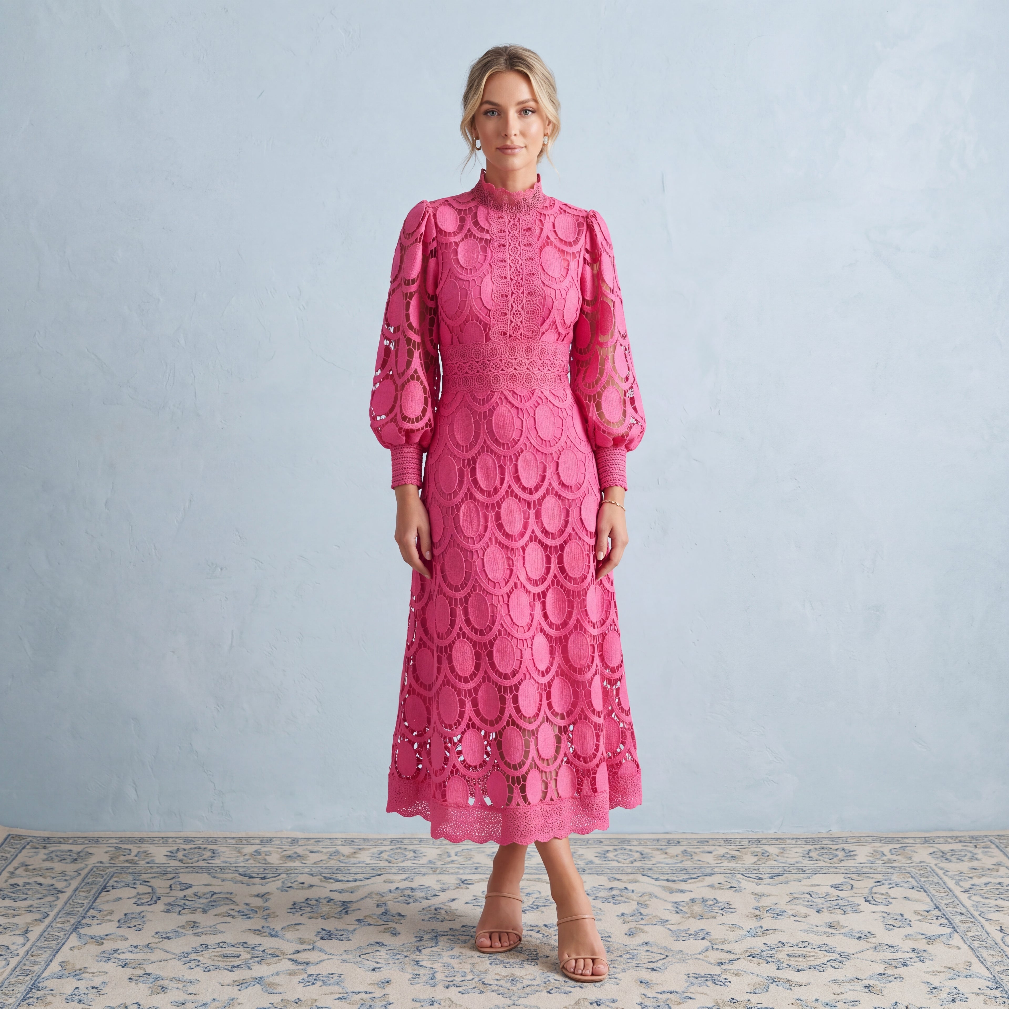 Maya - Vestido de encaje rosa jazmín