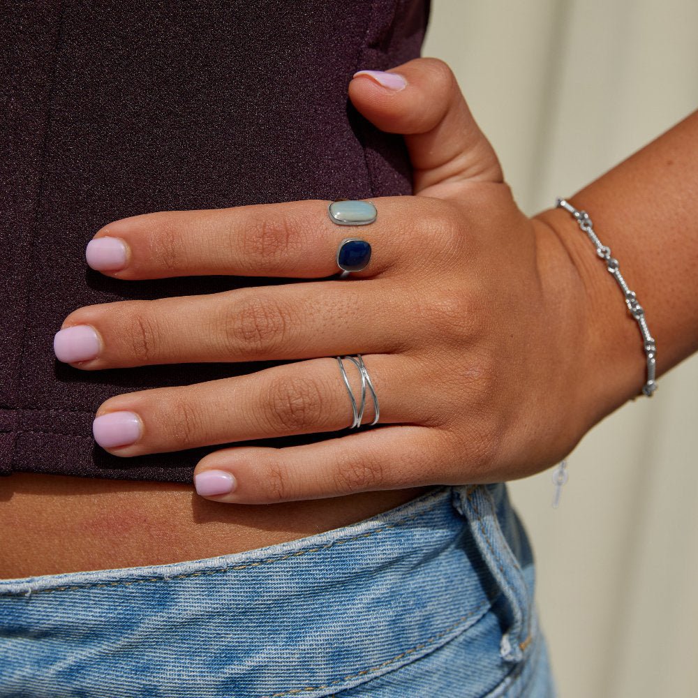 Anillo de plata con aguamarina