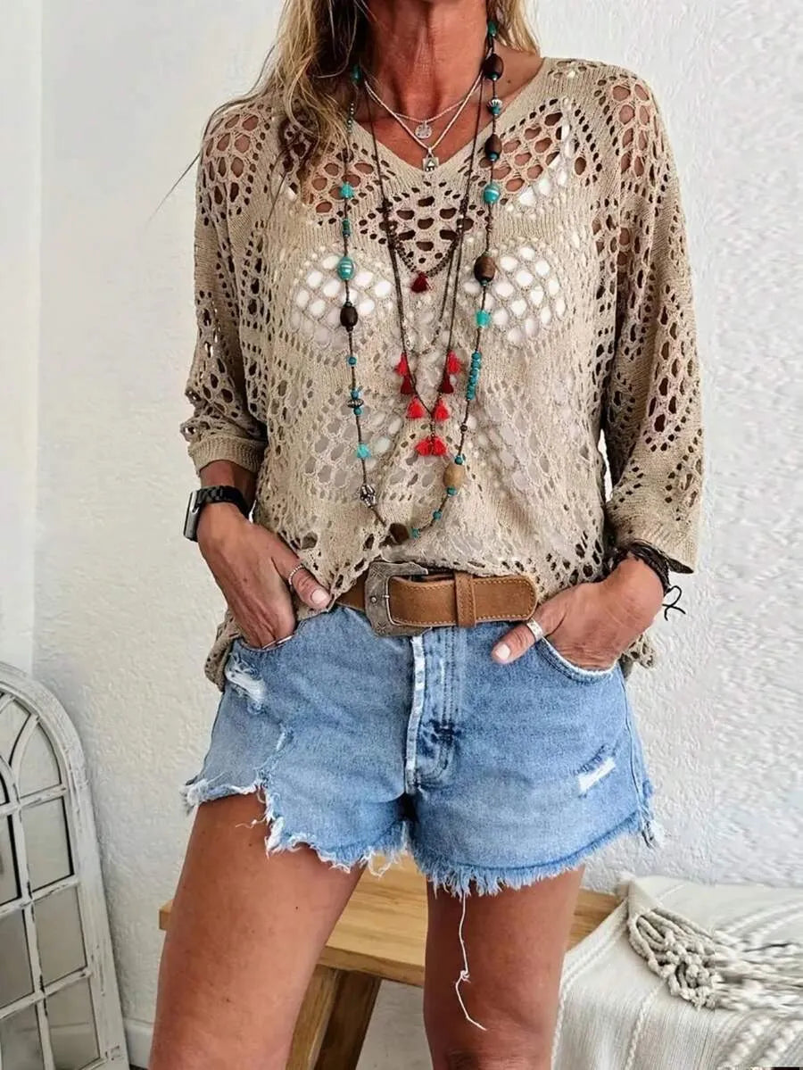 Vicky - Jersey de crochet con escote V