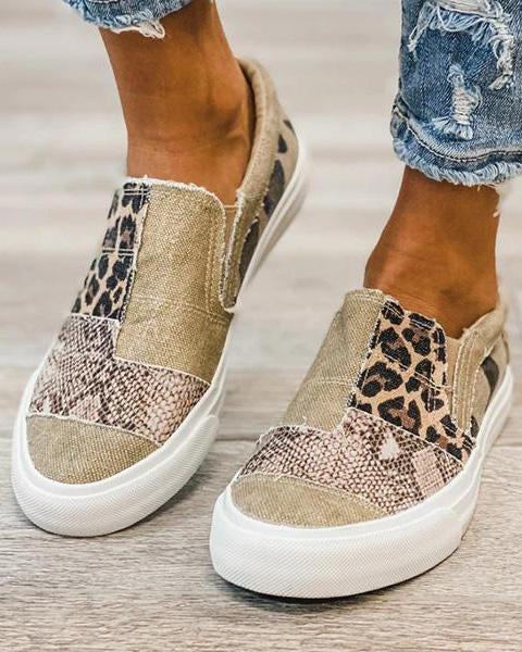 Kira - Zapatos de lona con estampado de leopardo