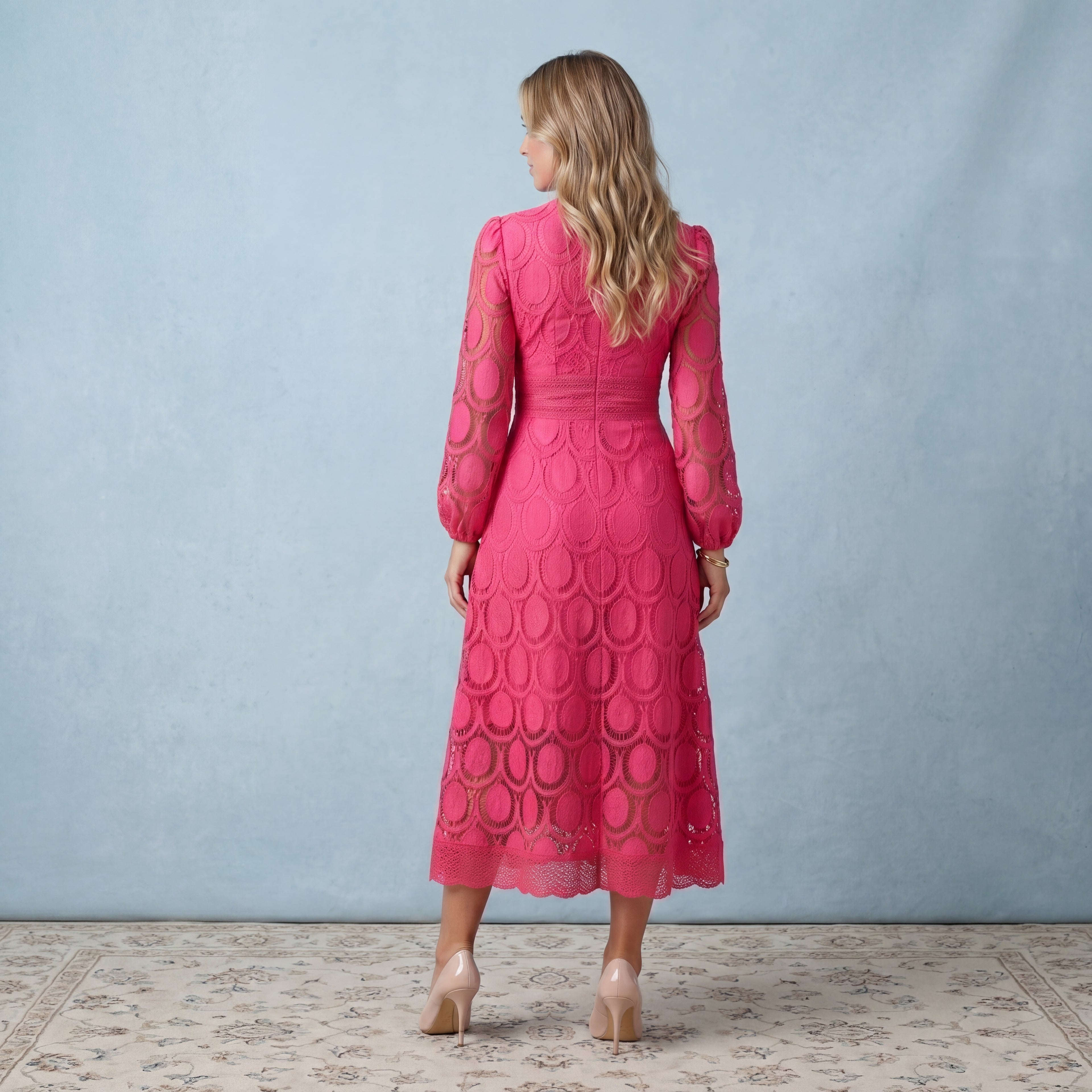 Maya - Vestido de encaje rosa jazmín