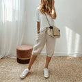 Julia- Pantalones capri de lino